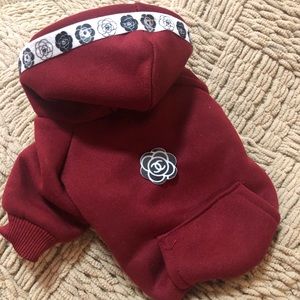 Floral C designer hoodie sweatshirt dog button M